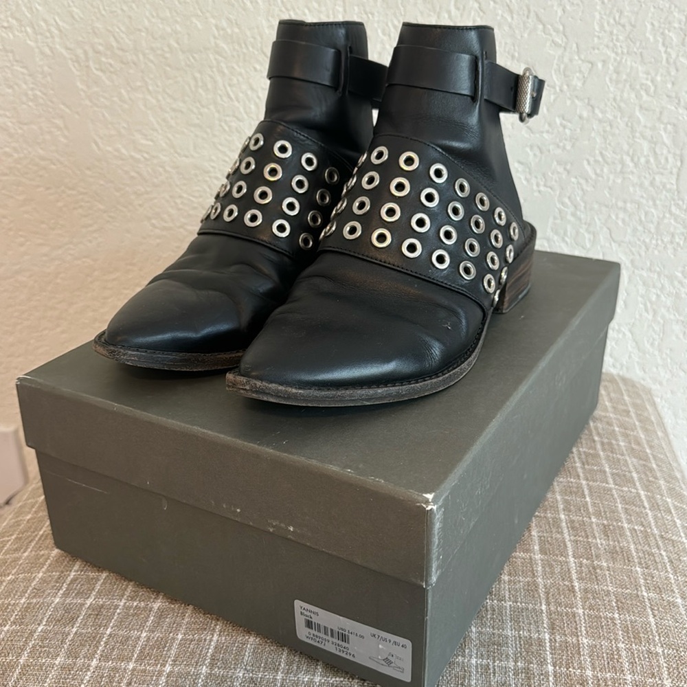 All Saints Yannis Black Leather Boots